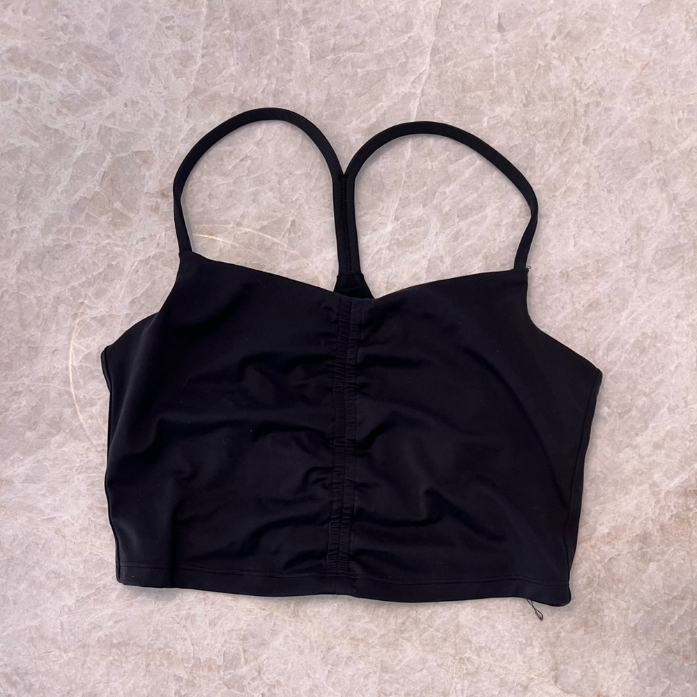 Women’s crop sports bra with ruched front, Racerback